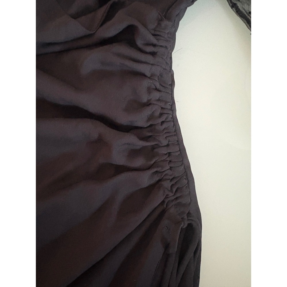 Altar'd State Mini Dress Sheer Dot Sleeve Ruched Black Romantic Large - Picture 4 of 11